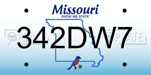 342DW7 Missouri License Plate
