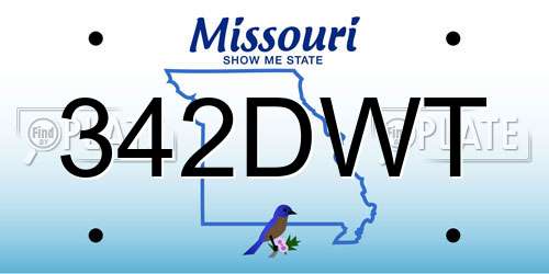 342DWT Missouri License Plate