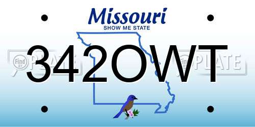 342OWT Missouri License Plate