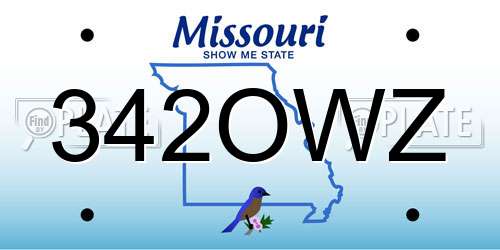 342OWZ Missouri License Plate