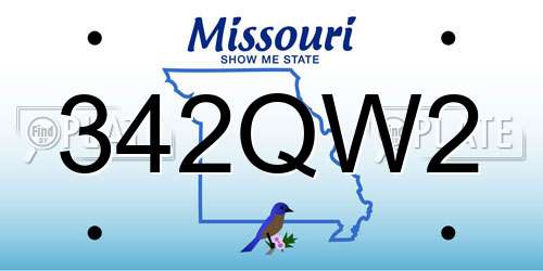342QW2 Missouri License Plate