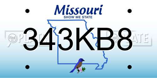 343KB8 Missouri License Plate