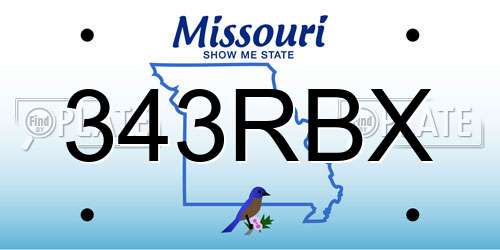 343RBX Missouri License Plate