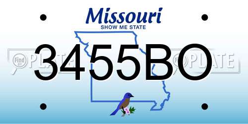 3455BO Missouri License Plate