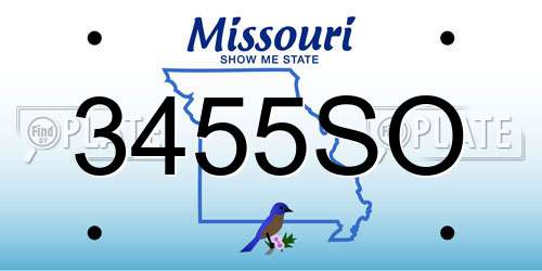 3455SO Missouri License Plate