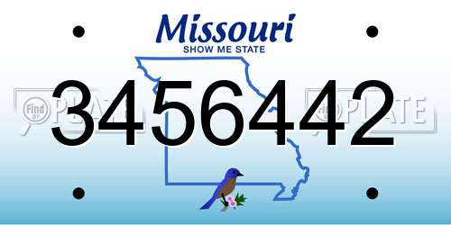 3456442 Missouri License Plate