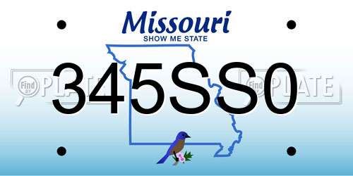 345SS0 Missouri License Plate