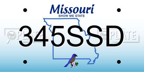 345SSD Missouri License Plate