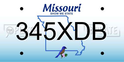 345XDB Missouri License Plate