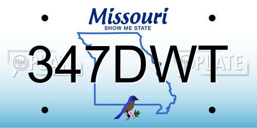 347DWT Missouri License Plate