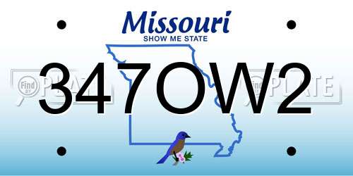 347OW2 Missouri License Plate