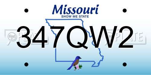347QW2 Missouri License Plate