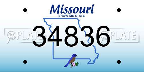 34836 Missouri License Plate