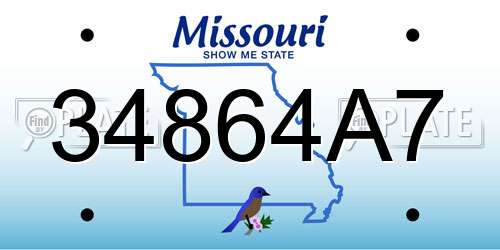34864A7 Missouri License Plate