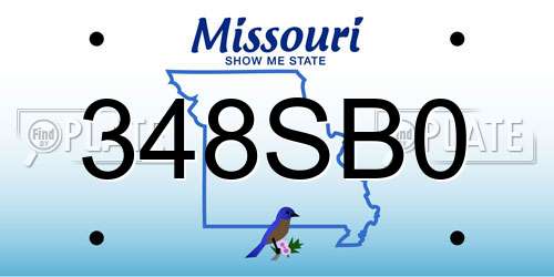 348SB0 Missouri License Plate