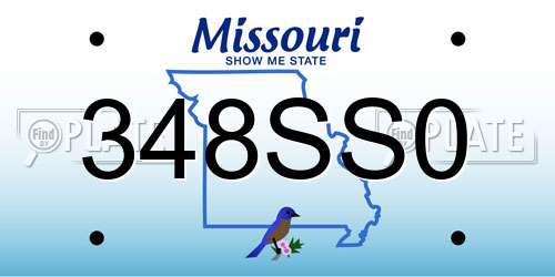 348SS0 Missouri License Plate