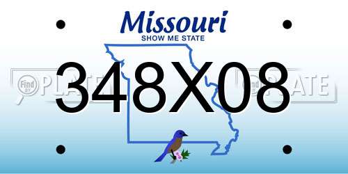 348X08 Missouri License Plate