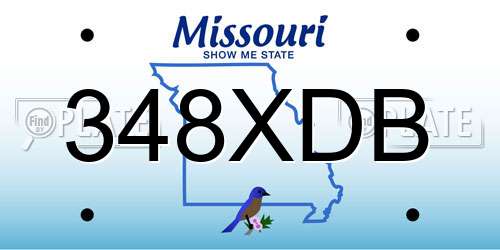 348XDB Missouri License Plate
