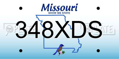 348XDS Missouri License Plate