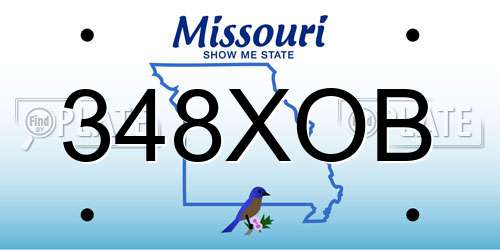 348XOB Missouri License Plate
