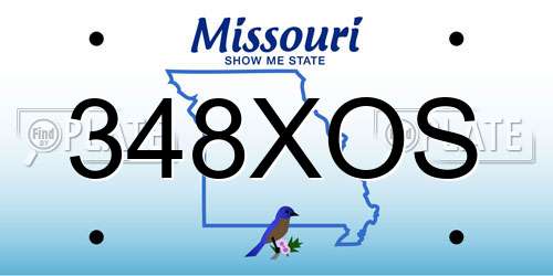 348XOS Missouri License Plate