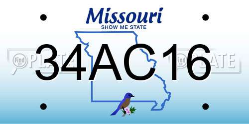 34AC16 Missouri License Plate