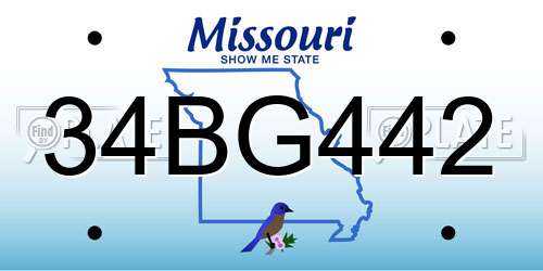 34BG442 Missouri License Plate