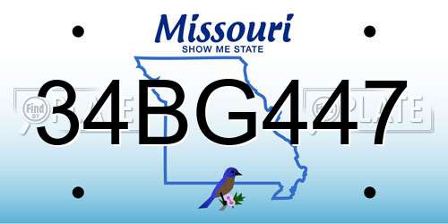 34BG447 Missouri License Plate