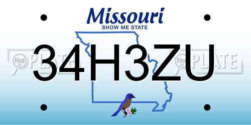 34H3ZU Missouri License Plate