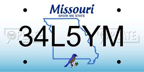 34L5YM Missouri License Plate
