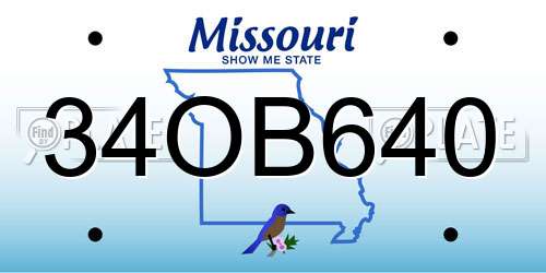 34OB640 Missouri License Plate