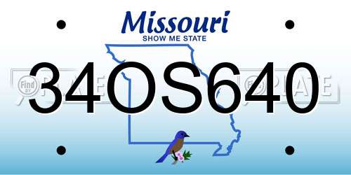 34OS640 Missouri License Plate
