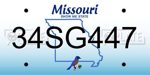 34SG447 Missouri License Plate