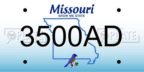 3500AD Missouri License Plate