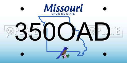 350OAD Missouri License Plate