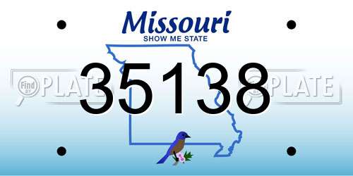 35138 Missouri License Plate