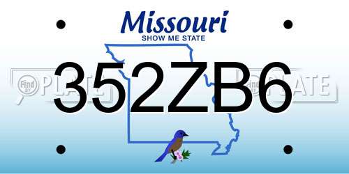 352ZB6 Missouri License Plate