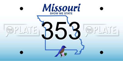 353 Missouri License Plate