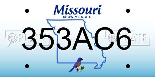 353AC6 Missouri License Plate