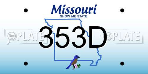 353D Missouri License Plate