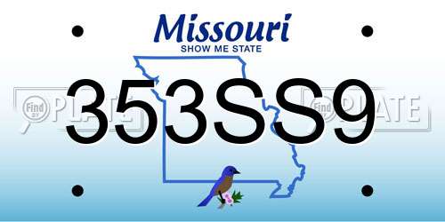353SS9 Missouri License Plate