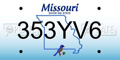 353YV6 Missouri License Plate