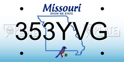 353YVG Missouri License Plate