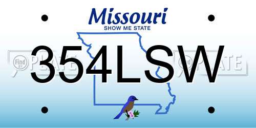 354LSW Missouri License Plate