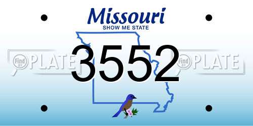 3552 Missouri License Plate