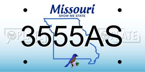3555AS Missouri License Plate