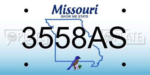 3558AS Missouri License Plate
