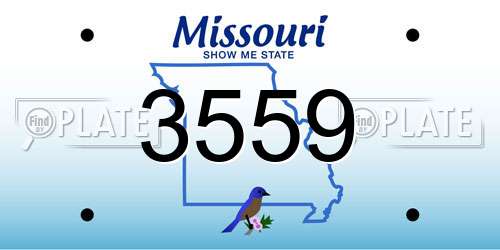 3559 Missouri License Plate