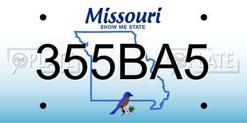 355BA5 Missouri License Plate