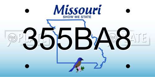 355BA8 Missouri License Plate